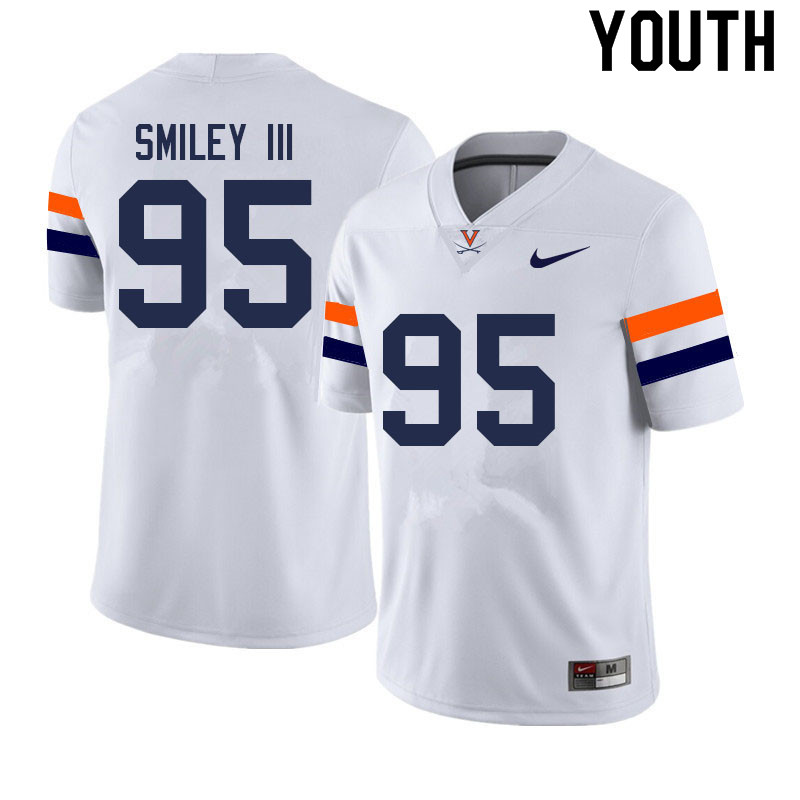 Youth #95 Ben Smiley III Virginia Cavaliers College Football Jerseys Sale-White - Click Image to Close